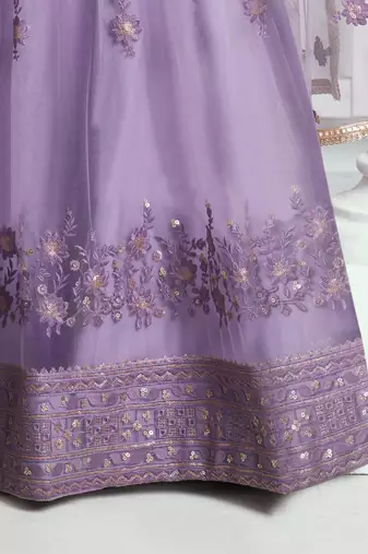 lavender net threadwork and sequin lehenga set choli with dupatta