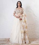 IVORY And GOLD Organza EMBROIDERED Lehenga Set