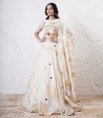 IVORY And GOLD Organza EMBROIDERED Lehenga Set