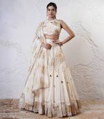 IVORY And GOLD Organza EMBROIDERED Lehenga Set
