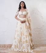 IVORY And GOLD Organza EMBROIDERED Lehenga Set
