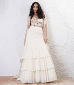 IVORY And GOLD Organza EMBROIDERED Lehenga Set