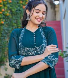 women's green georgette anarkali dress (green)