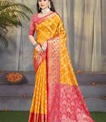 Yellow graceful silk c saree with Woven jacquard designer