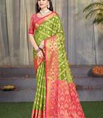 Green graceful silk c saree with Woven jacquard designer