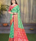 Sea green graceful silk c saree with Woven jacquard designer