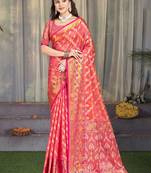 Red graceful silk c saree with Woven jacquard designer