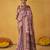 Pink color tusser silk fabric batik printed saree jacquard woven