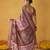 Pink color tusser silk fabric batik printed saree jacquard woven