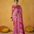 Dark pink color tusser silk fabric batik printed saree jacquard woven
