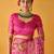 Dark pink color tusser silk fabric batik printed saree jacquard woven