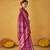 Dark pink color tusser silk fabric batik printed saree jacquard woven