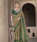 Green sigma silk ajrakh printed traditional print saree