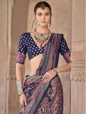 Blue sigma silk designer ajrakh printed traditional print saree 2