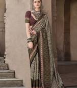 Green sigma silk designer ajrakh printed traditional print saree