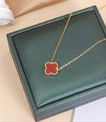 Flower pendant necklace stainless steel gold plated for women & girls