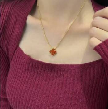 Flower pendant necklace stainless steel gold plated for women & girls 2