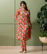 Green printed kurta set