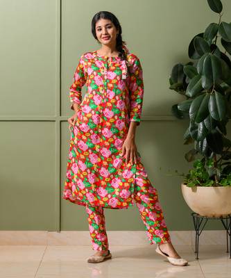 Green printed kurta set 2