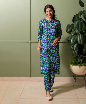 Blue printed kurta set 1