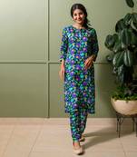 Blue printed kurta set