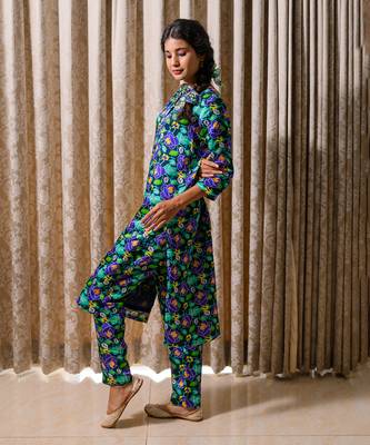 Blue printed kurta set 3
