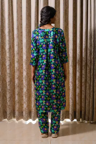Blue printed kurta set