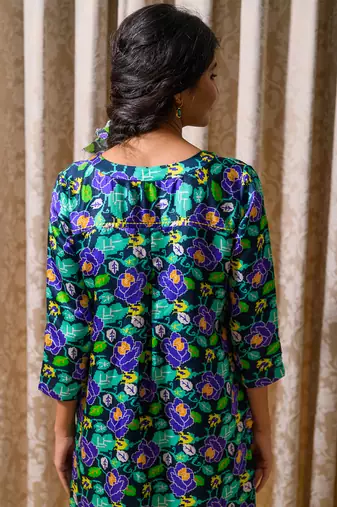 Blue printed kurta set