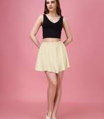 Beige Plain Solid Nylon Soft Mini Skirts for women