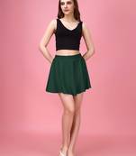 Green Plain Solid Nylon Soft Mini Skirts for women