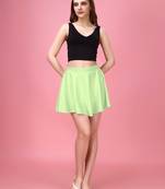 Light Green Plain Solid Nylon Soft Mini Skirts for women