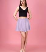 Purple Plain Solid Nylon Soft Mini Skirts for women