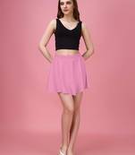 Pink Plain Solid Nylon Soft Mini Skirts for women