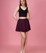 Plain Purple Solid Nylon Soft Mini Skirt for Women