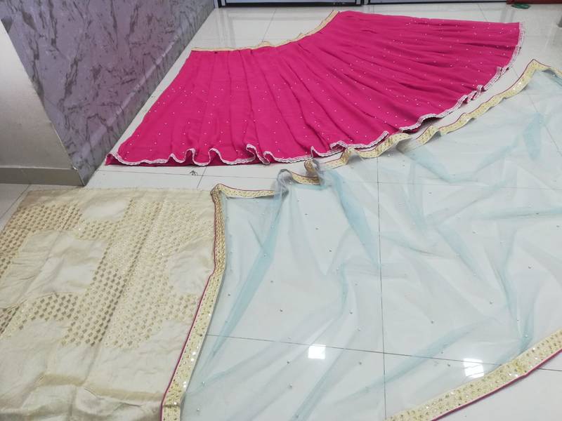 Pink Beads & Sequins Work Georgette Lehenga Choli For Wedding And Partywear