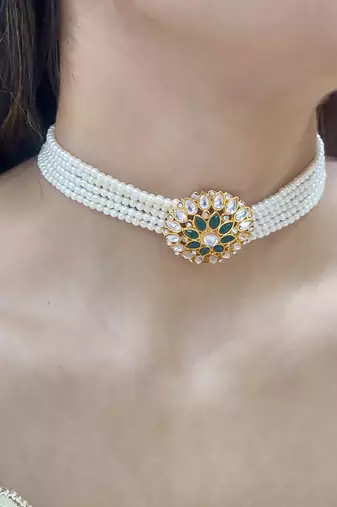 Green Kundan Choker Set