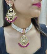 Noori Maroon Kundan Choker Set
