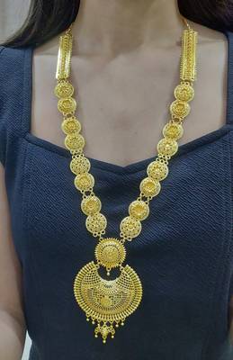 Golden Long Bridal Haar with Earrings 2