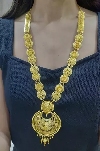 Golden Long Bridal Haar with Earrings