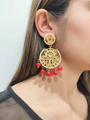 Aisha Red Kundan Chandbali 1