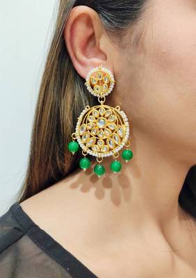 Aisha Green Kundan Chandbali 1