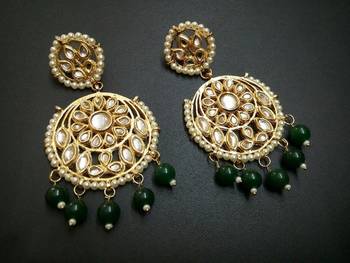 Aisha Green Kundan Chandbali 2
