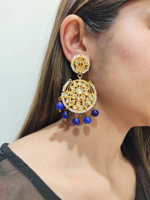 Aisha Blue Kundan Chandbali 1