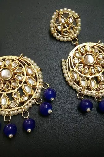 Aisha Blue Kundan Chandbali