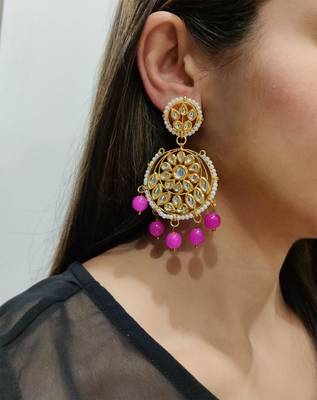 Aisha Hot Pink Kundan Chandbali 1