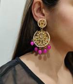 Aisha Hot Pink Kundan Chandbali