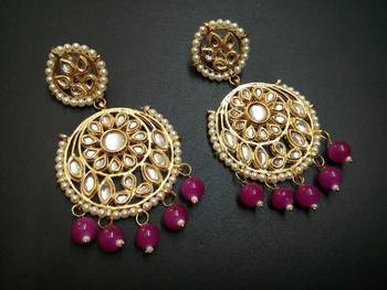 Aisha Hot Pink Kundan Chandbali 2