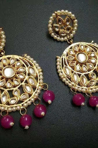 Aisha Hot Pink Kundan Chandbali