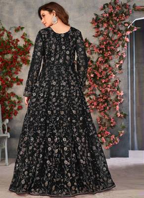 Black net anarkali suit with dupatta 2