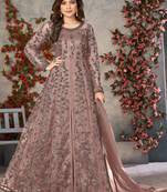 Chocolate net anarkali suit with dupatta